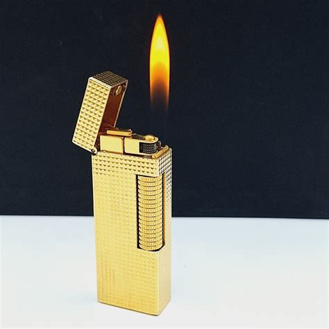 Vintage Dunhill Rollagas lighter Gold Plated Diamond cut In Box 